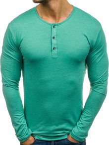 Zelené pánské henley tričko s dlouhým rukávem Bolf 1114