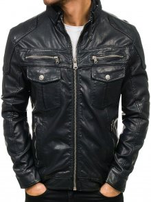 Černá pánská koženková bunda Bolf 3051