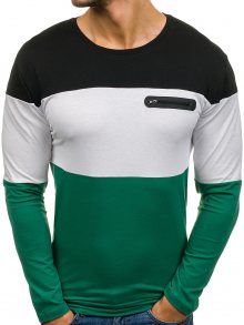 Zeleno-černé pánské tričko s dlouhým rukávem Bolf 1166