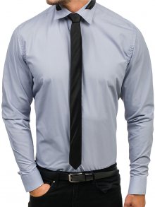Pánská šedá elegantní košile s dlouhým rukávem Bolf 4714-1