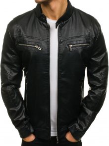 Černá pánská koženková bunda Bolf 5010