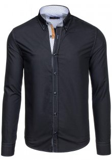Černá pánská elegantní košile s dlouhým rukávem Bolf 5777