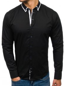 Černá pánská elegantní košile s dlouhým rukávem Bolf 7713