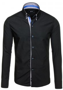 Černá pánská elegantní košile s dlouhým rukávem Bolf 6947