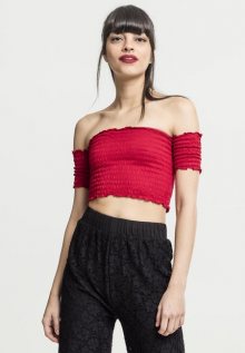 Urban Classics Ladies Cropped Cold Shoulder Smoke Top fire red - XS